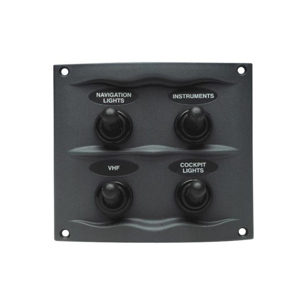 4 Gang Splash Proof Switch Panel Grey